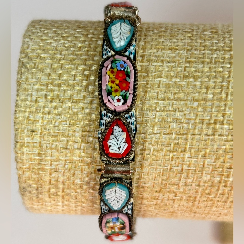 Vintage Micro Mosaic Tile Bracelet Art Deco Panel Bracelet Made in Italy 7 1/4” - Picture 3 of 5